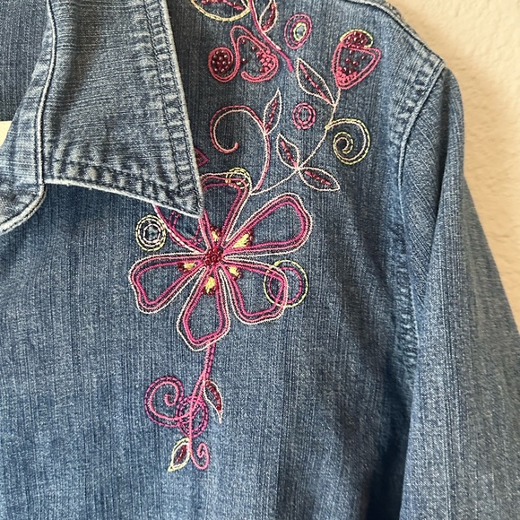 Christopher & Banks Denim Button Down Shirt - Picture 3 of 4